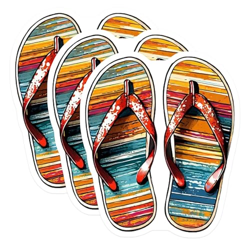 (3 Pack) Flip Flops Decals - Summer Vibes - Beach Themed Stickers - 3 Inches On Longest Side - Easy Peel & Apply - Made in USA - 3MCS8090