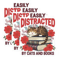 (3 Pack) Cat Books Decals - Easily Distracted - Book Lover Laptop Decal - 3 Inches On Longest Side - Easy Peel & Apply - Made in USA - 3MCS8394