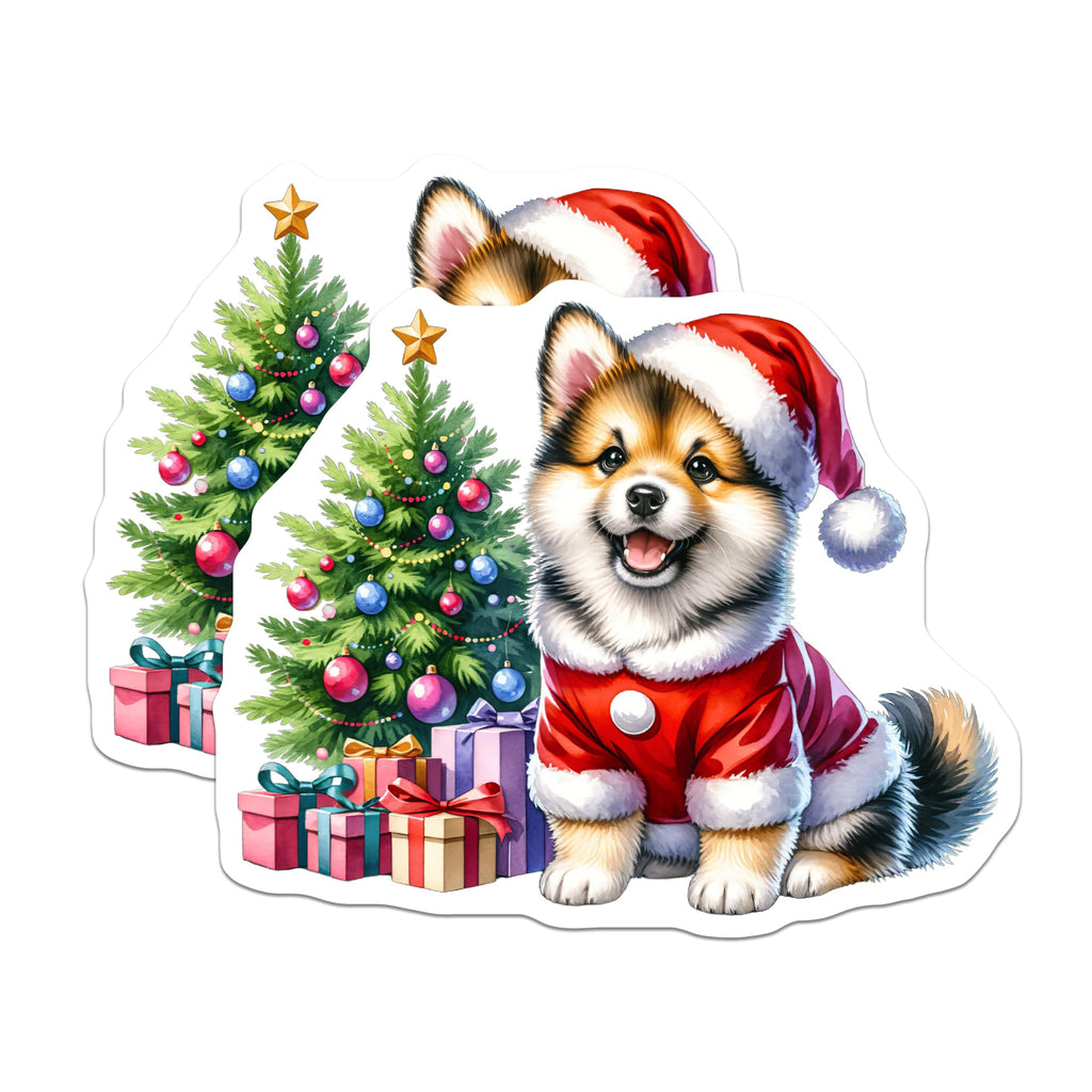 (2 Pack) Cute Christmas Dog Magnets - Santa Puppy Holiday Decor - Refrigerator Locker Accessories - 5 Inches On Longest Side - Thick Durable Magnet - Made in USA - MAG28322