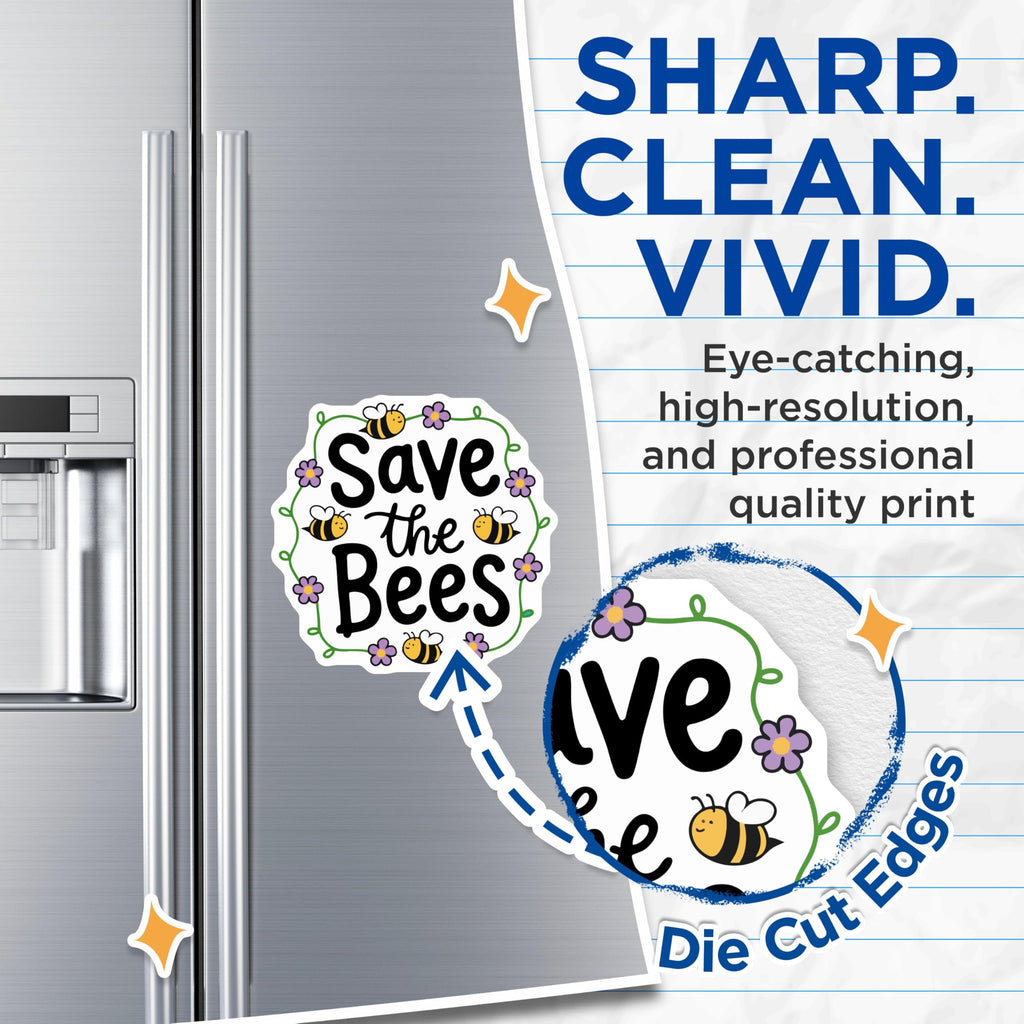 (2 Pack) Save the Bees Magnets - Bee Conservation Decor - Floral Insect Garden Art - Environmental Awareness - 5 Inches On Longest Side - Thick Durable Magnet - Made in USA - MAG22596