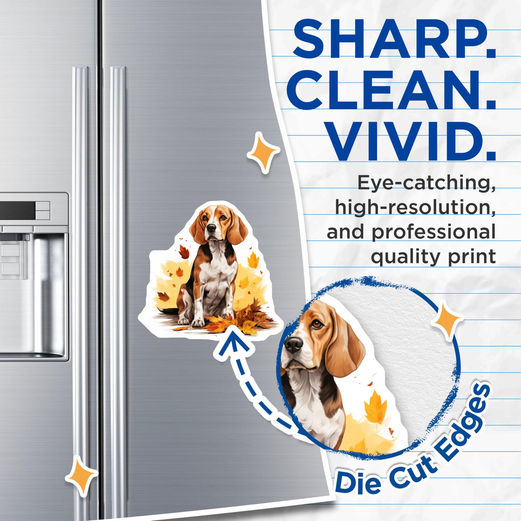(2 Pack) Beagle Dog Magnets - Autumn Fall Decor - Dog Lover Refrigerator Magnets - 5 Inches On Longest Side - Thick Durable Magnet - Made in USA - MAG26623
