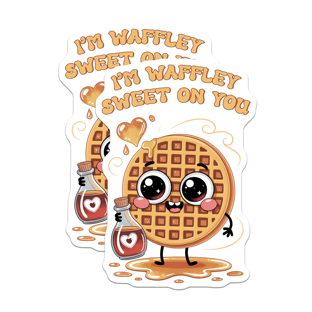 (2 Pack) Waffle Pun Magnets - Waffley Sweet Magnets - Cute Food Magnets - 5" On Longest Side - Premium Magnet - for Cars, Refrigerators, Toolboxes, Lockers - Made in USA - MAG15200