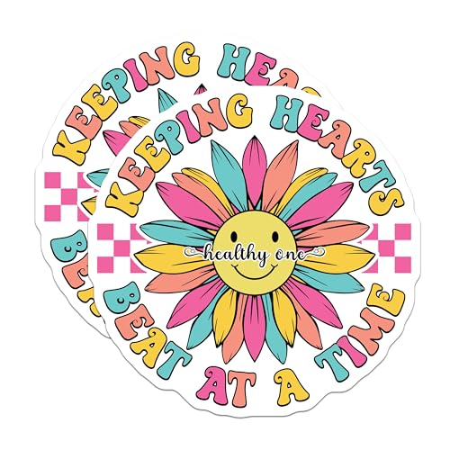 (2 Pack) Keeping Hearts Beat Stickers - Colorful Sunflower - 5" On Longest Side - Sticks to Smooth Flat Surfaces - Made in USA - BMCS9135 - BMCS9135