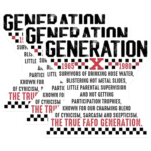 (3 Pack) Generation X Decals - Sarcasm Slogan Sticker - Cynicism Humor Decal - 3 Inches On Longest Side - Easy Peel & Apply - Made in USA - 3MCS4862