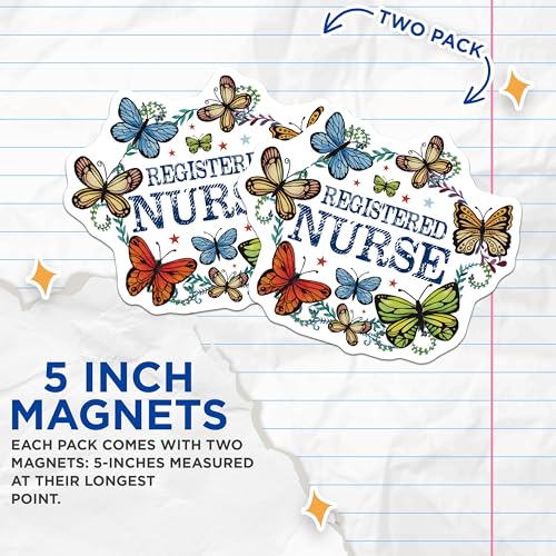 (2 Pack) Registered Nurse Magnets Magnets - 5" On Longest Side - Made in USA - Sticks to Refrigerators & Metal Surfaces - MAG9169