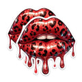 (2 Pack) Red Cheetah Print Dripping Juicy Lips Magnets - 5" On Longest Side - Premium Magnet - for Cars, Refrigerators, Toolboxes, Lockers - Made in USA - MAG1696