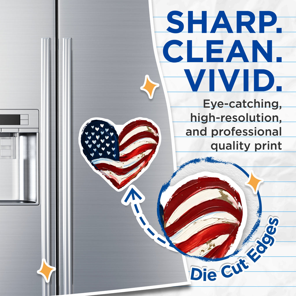 (2 Pack) American Flag Heart Magnets - Patriotic USA Love - Abstract Americana Decor - Memorial Day - Veterans Day - 5 Inches On Longest Side - Thick Durable Magnet - Made in USA - MAG38311