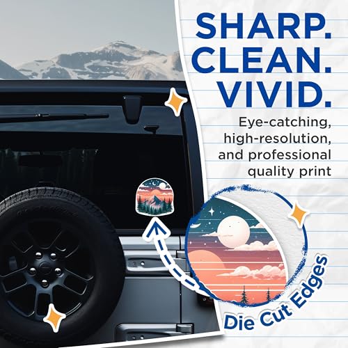 (2 Packs) Mountain Nature Hiking Stickers - Outdoorsman Hiker Decals - 5 Inches On Longest Side - Premium Vinyl Decal - Sticks to Any Smooth Flat Surface - Made in USA - BMCS2296