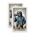 (2 Pack) Skeleton Photographer Magnets - Unique Tarot Card Aesthetic - Artistic Camera Lover Decor - 5 Inches On Longest Side - Thick Durable Magnet - Made in USA - MAG22554