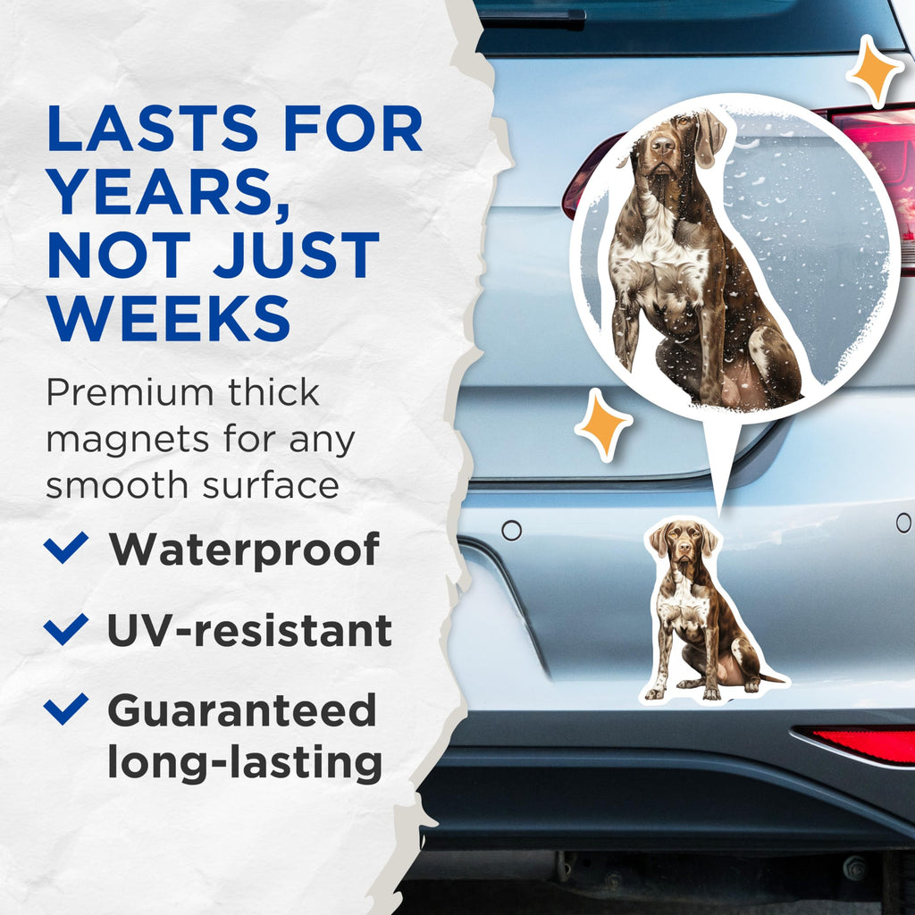 (2 Pack) German Shorthaired Pointer Magnets - GSP Dog Lover Decor - Pet Parent Animal Art for Fridge - 5 Inches On Longest Side - Thick Durable Magnet - Made in USA - MAG29391