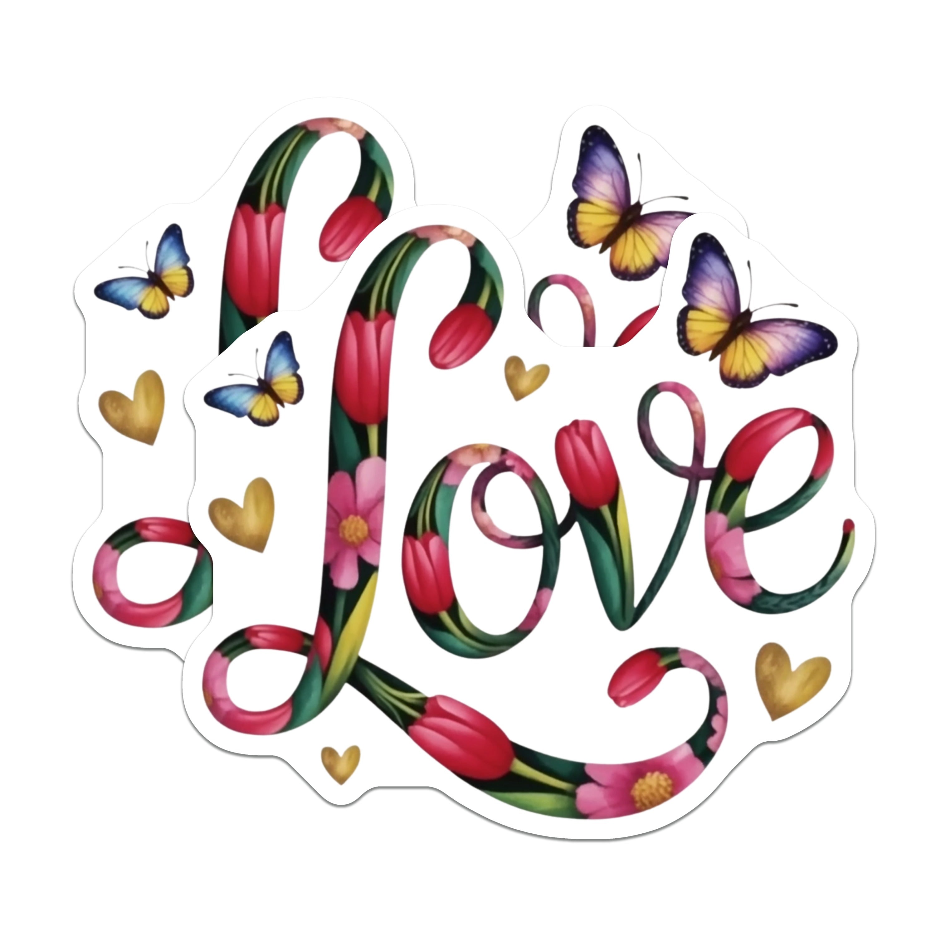 (2 Pack) Floral Love Magnets - Butterfly Tulip Decor - Romantic Heart Fridge Magnet - Spring Kitchen Locker Decoration - 5 Inches On Longest Side - Thick Durable Magnet - Made in USA - MAG38246