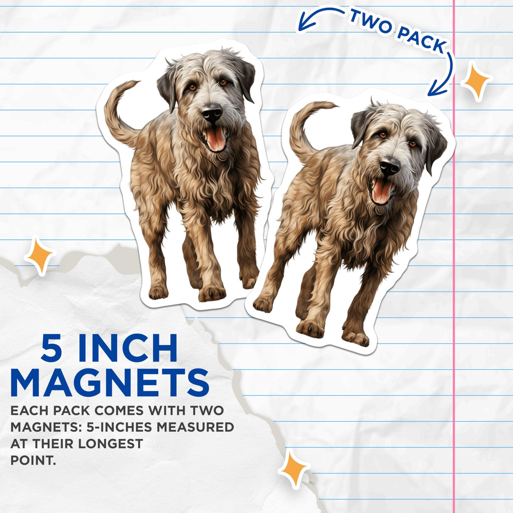 (2 Pack) Happy Scruffy Dog Magnets - Wire Haired Terrier Art - Pet Lover Fridge Decor Dog Owner - 5 Inches On Longest Side - Thick Durable Magnet - Made in USA - MAG28808