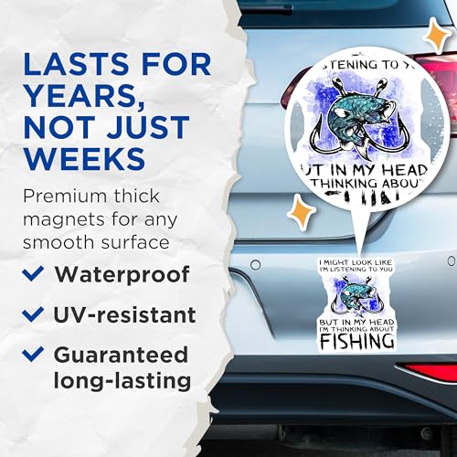 (2 Pack) Funny Fishing Quote Magnets - Angler Humor - Fishing Enthusiast Decoration - 5" On Longest Side - for Cars, Fridges, Toolboxes - Made in USA - MAG5626