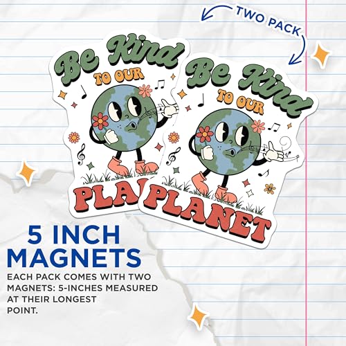 (2 Pack) Be Kind to Our Planet Magnets Magnets - Eco Conscious Home Decor - 5" On Longest Side - Made in USA - Sticks to Refrigerators & Metal Surfaces - MAG8598