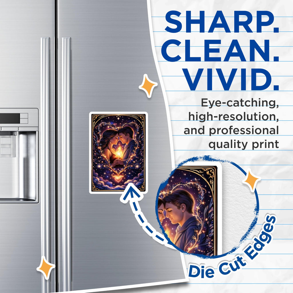 (2 Pack) Romantic Couple Magnets - Stargazing Lovers - Heart of Stars Art - 5" On Longest Side - Premium Magnet - for Cars, Refrigerators, Toolboxes, Lockers - Made in USA - MAG16032