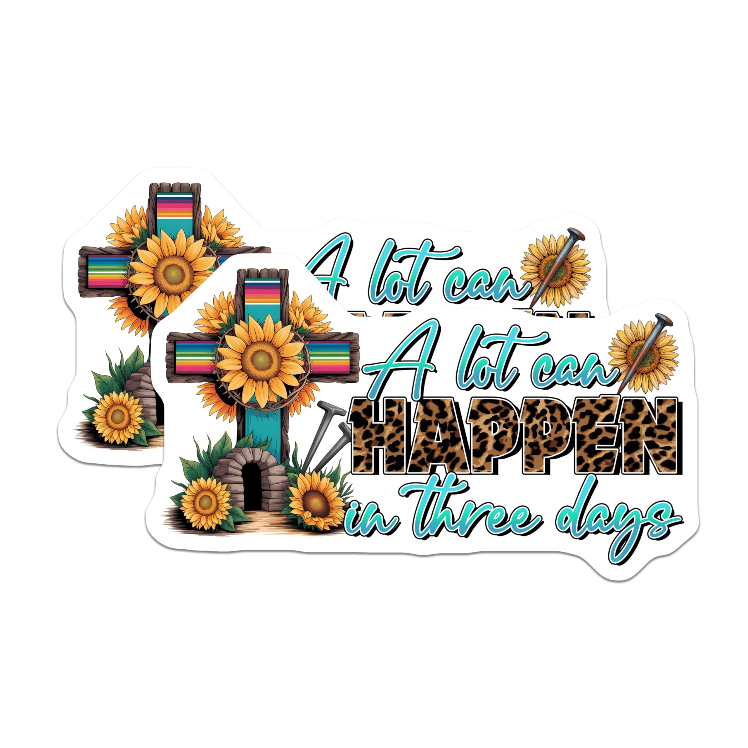 (2 Pack) Christian Saying Magnets - Sunflower Cross - Easter Resurrection Theme - 5" On Longest Side - Premium Magnet - for Cars, Refrigerators, Toolboxes, Lockers - Made in USA - MAG16258