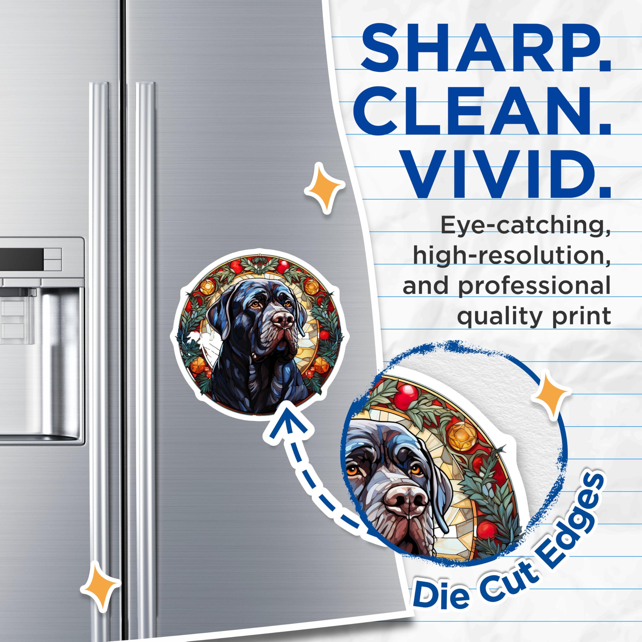 (2 Pack) Black Lab Dog Magnets - Stained Glass Labrador Retriever Decor - Pet Lover Refrigerator Art - 5 Inches On Longest Side - Thick Durable Magnet - Made in USA - MAG27688