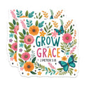 (2 Pack) Grow in Grace Design Magnet - Floral Butterfly Decor - Christian Faith Kitchen Decoration - 5" On Longest Side - Sticks to Smooth Flat Surfaces - Made in USA - MAG10077