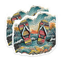 (2 Pack) Beach Flip-Flop Magnets Magnets - Summer Vibes - Coastal Home Decor - 5" On Longest Side - Made in USA - Sticks to Refrigerators & Metal Surfaces - MAG9318