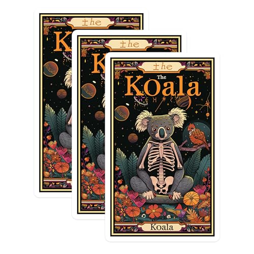 (3 Pack) Koala Skeleton Decals - Celestial Koala - Bird on Branch Decals - 3 Inches On Longest Side - Easy Peel & Apply - Made in USA - 3MCS2469