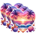 (3 Pack) Beach Sunset Decals - Tropical Palm Tree Decals - Ocean Waves - 3 Inches On Longest Side - Easy Peel & Apply - Made in USA - 3MCS1013