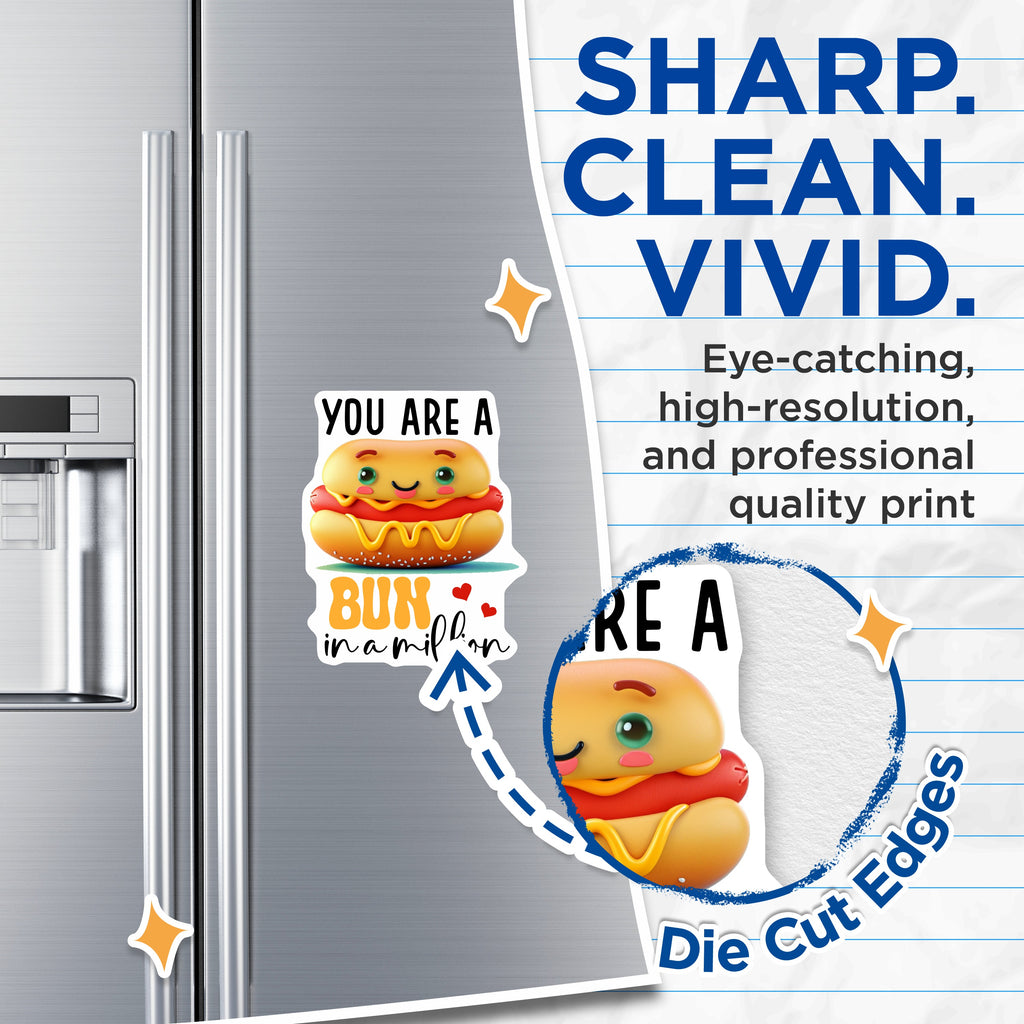 (2 Pack) Bun in a Million Magnets - Cute Hot Dog Pun - Funny Foodie Refrigerator Decor - 5 Inches On Longest Side - Thick Durable Magnet - Made in USA - MAG37069