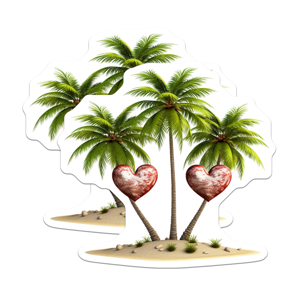 (2 Pack) Tropical Island Magnets - Romantic Palm Tree Hearts - Beach Getaway Decor - Love Scene for Couples - 5 Inches On Longest Side - Thick Durable Magnet - Made in USA - MAG19893