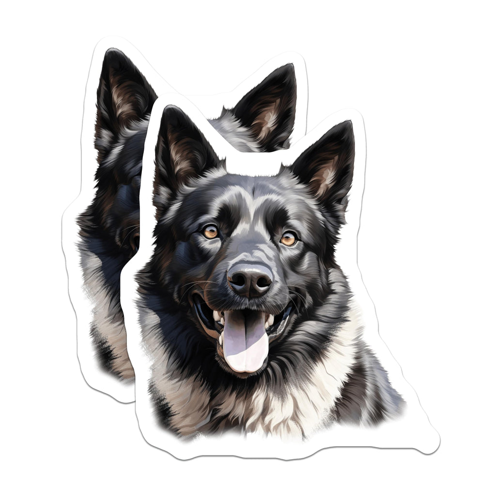 (2 Pack) Black White German Shepherd Magnets - Happy Shepherd Dog Art - Canine Pet Lover Decor - Refrigerator Display - 5 Inches On Longest Side - Thick Durable Magnet - Made in USA - MAG24476