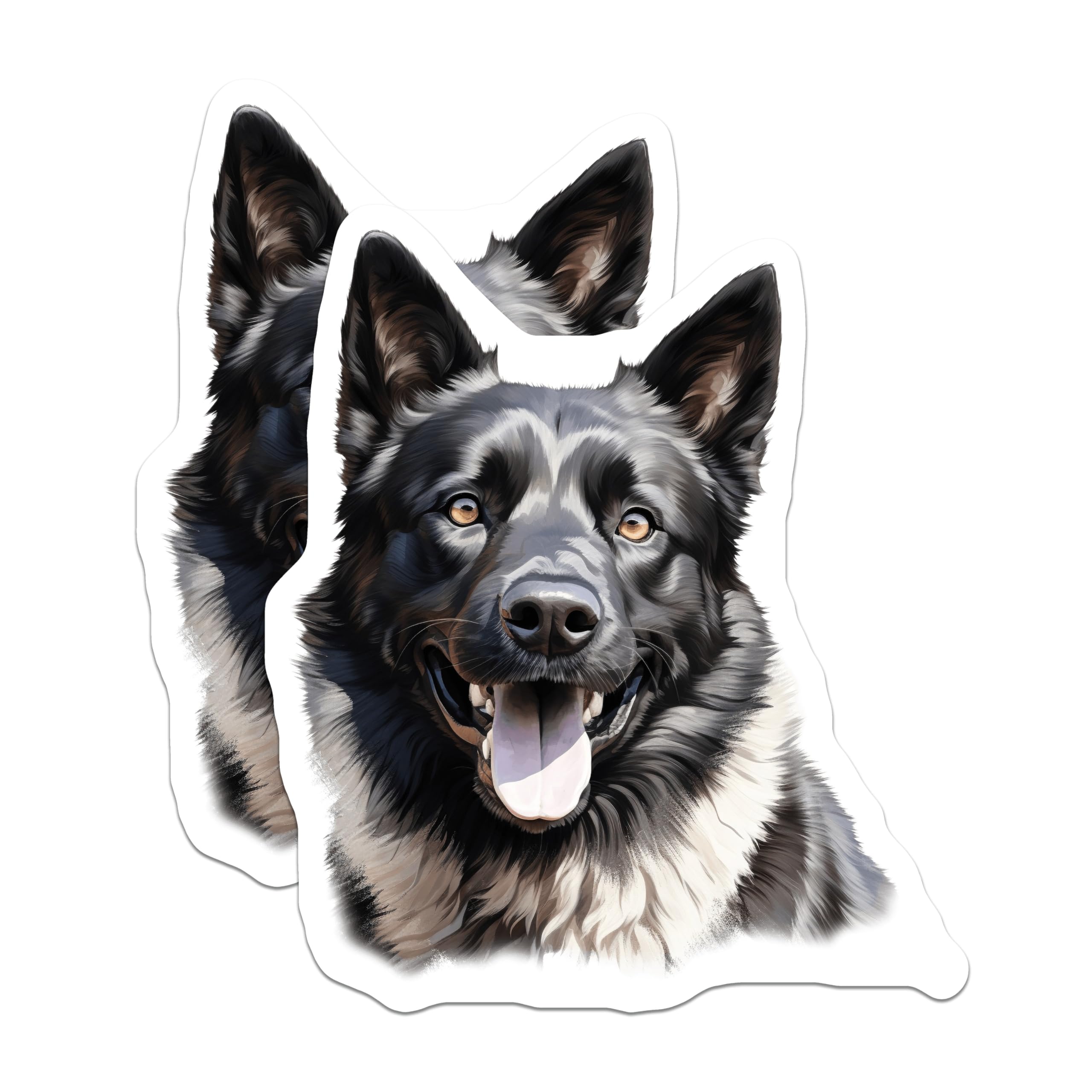 (2 Pack) Black White German Shepherd Magnets - Happy Shepherd Dog Art - Canine Pet Lover Decor - Refrigerator Display - 5 Inches On Longest Side - Thick Durable Magnet - Made in USA - MAG24476