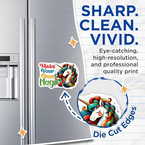 (2 Pack) Inspirational Unicorn Magnets - Motivational Fridge Decor - 5" On Longest Side - for Cars, Fridges, Toolboxes - Made in USA - MAG8057