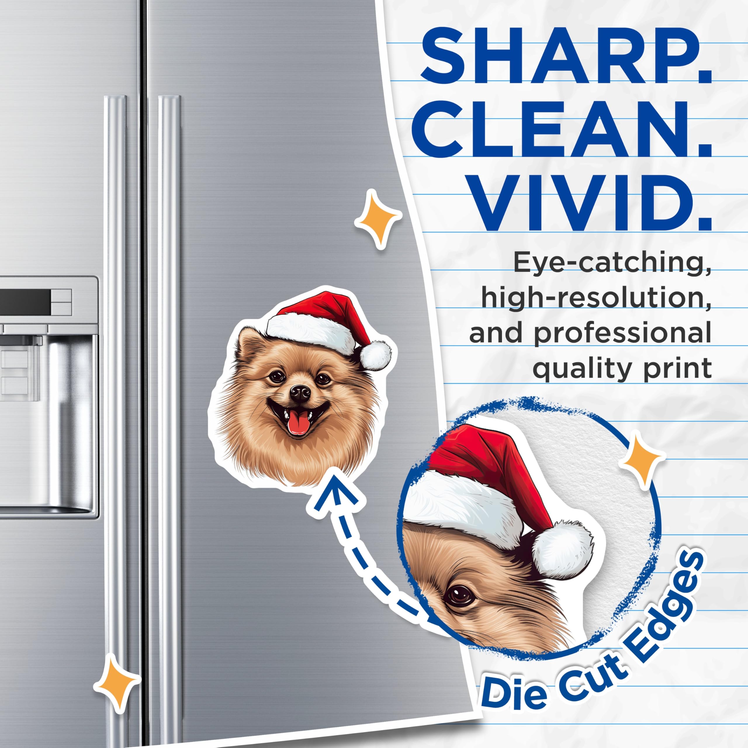 (2 Pack) Pomeranian Christmas Magnets - Santa Hat Dog Decor - Holiday Pet Lover Present - 5 Inches On Longest Side - Thick Durable Magnet - Made in USA - MAG26317