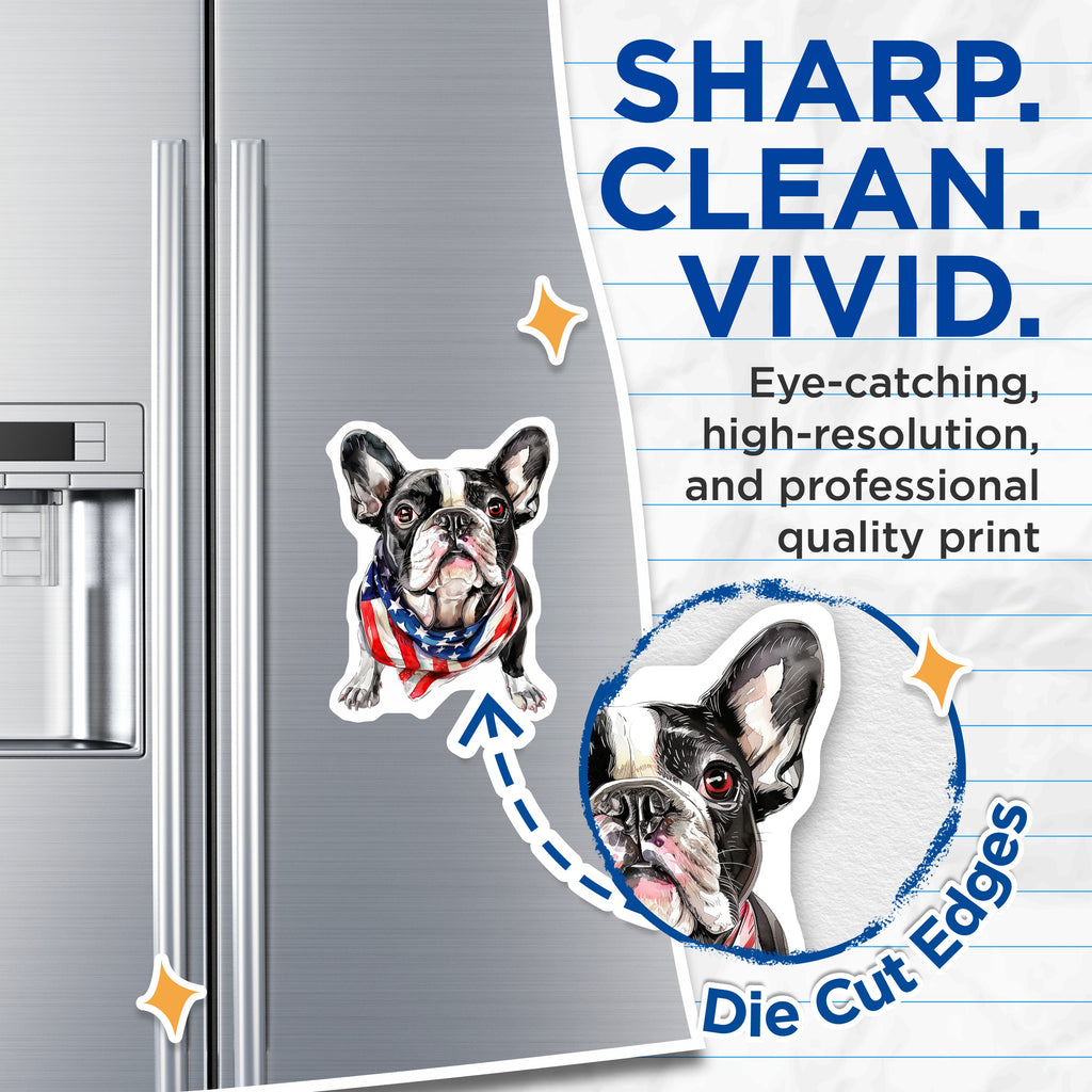 (2 Pack) French Bulldog Magnets - American Flag Dog Art - Patriotic Pet Lover Decor - 5 Inches On Longest Side - Thick Durable Magnet - Made in USA - MAG38014