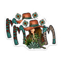 (2 Pack) Western Mom Magnets - Boho Mama Leopard Print - Southwestern Succulent Turquoise Decor - 5 Inches On Longest Side - Thick Durable Magnet - Made in USA - MAG25879