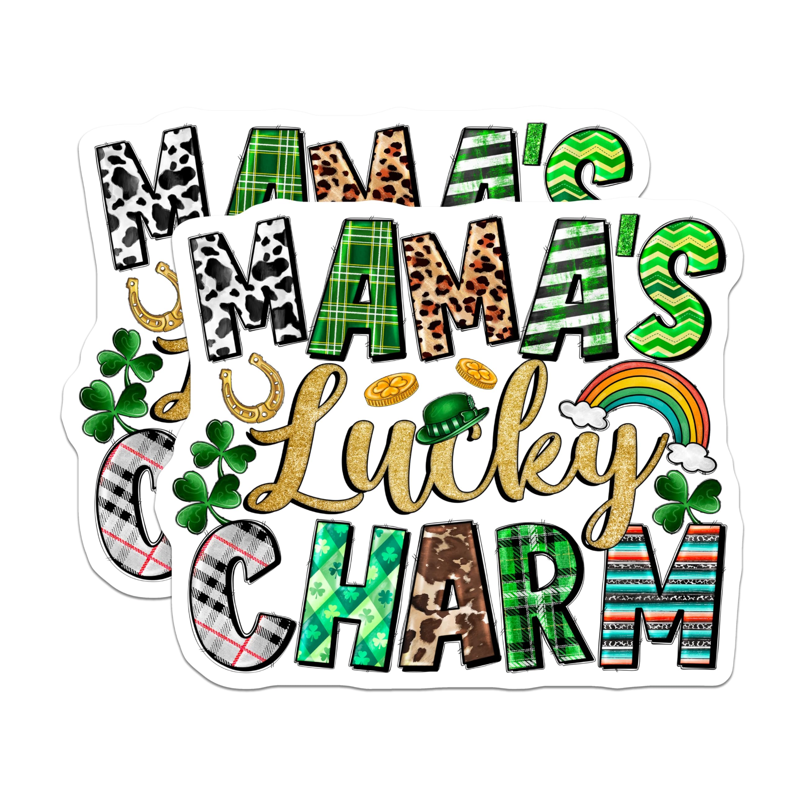 (2 Pack) Mamas Lucky Charm Magnets - St Patricks Day Decor - Irish Mom Fridge Magnet Lucky Mom - 5 Inches On Longest Side - Thick Durable Magnet - Made in USA - MAG27747