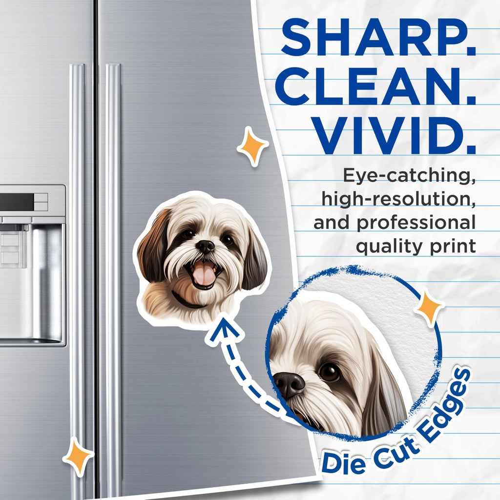 (2 Pack) Shih Tzu Dog Magnets - Cute Shih Tzu Art - Pet Lover Refrigerator Decor - 5 Inches On Longest Side - Thick Durable Magnet - Made in USA - MAG30756