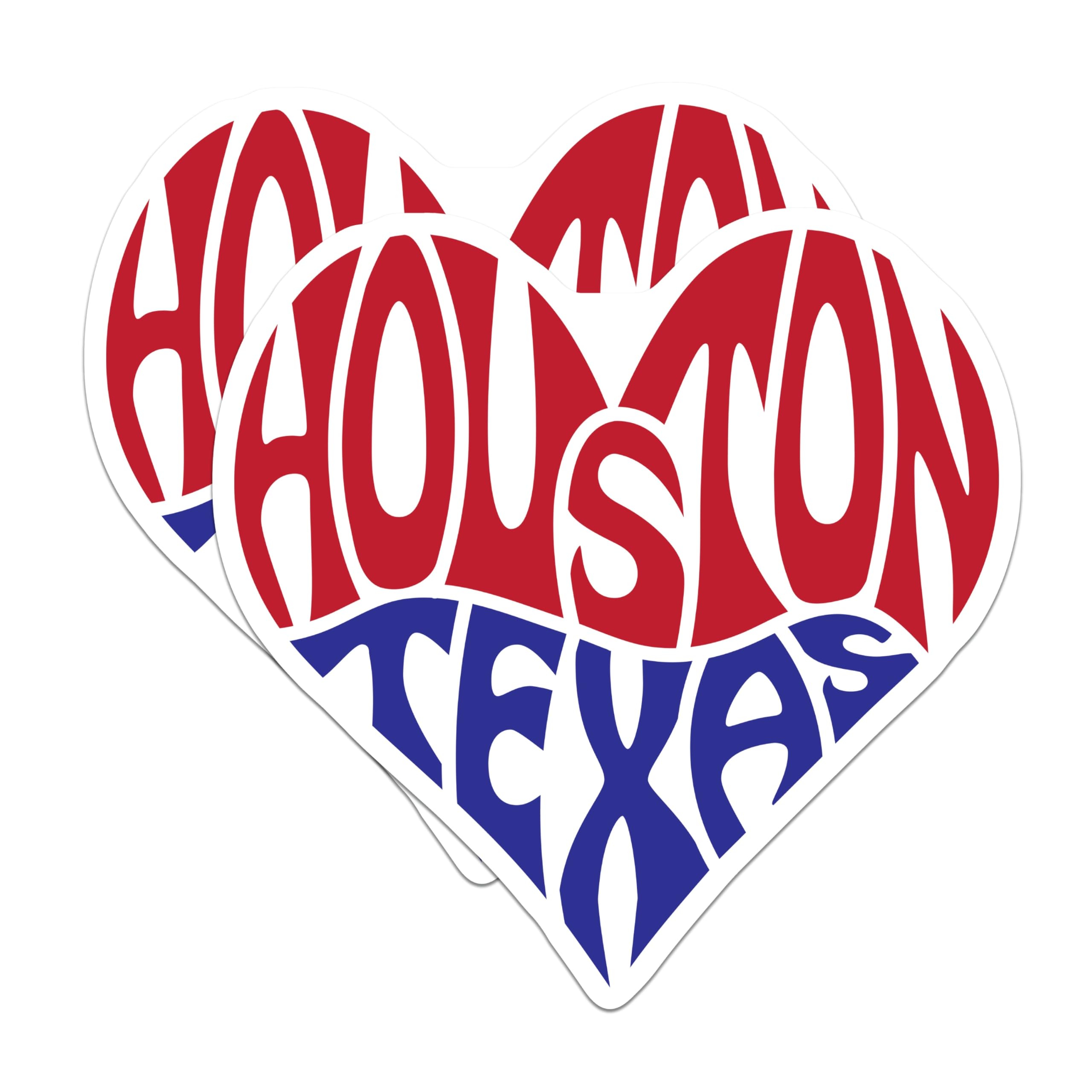 (2 Pack) Houston Texas Heart Magnets - City Souvenir - Red and Blue Texas Decor - 5" On Longest Side - Premium Magnet - for Cars, Refrigerators, Toolboxes, Lockers - Made in USA - MAG17639