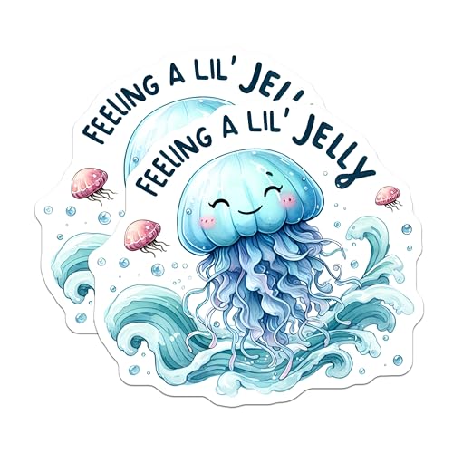 (2 Pack) Feeling A Lil Jelly Magnets Magnets - Cute Jellyfish Decor - 5" On Longest Side - Made in USA - Sticks to Refrigerators & Metal Surfaces - MAG9302