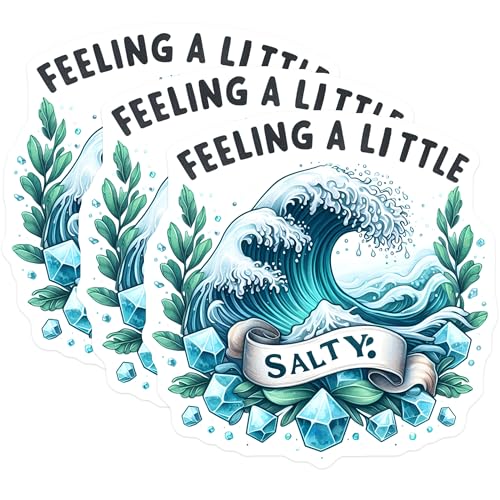 (3 Pack) Feeling Salty Decals - Ocean Wave - Sarcastic Stickers - 3 Inches On Longest Side - Easy Peel & Apply - Made in USA - 3MCS8043