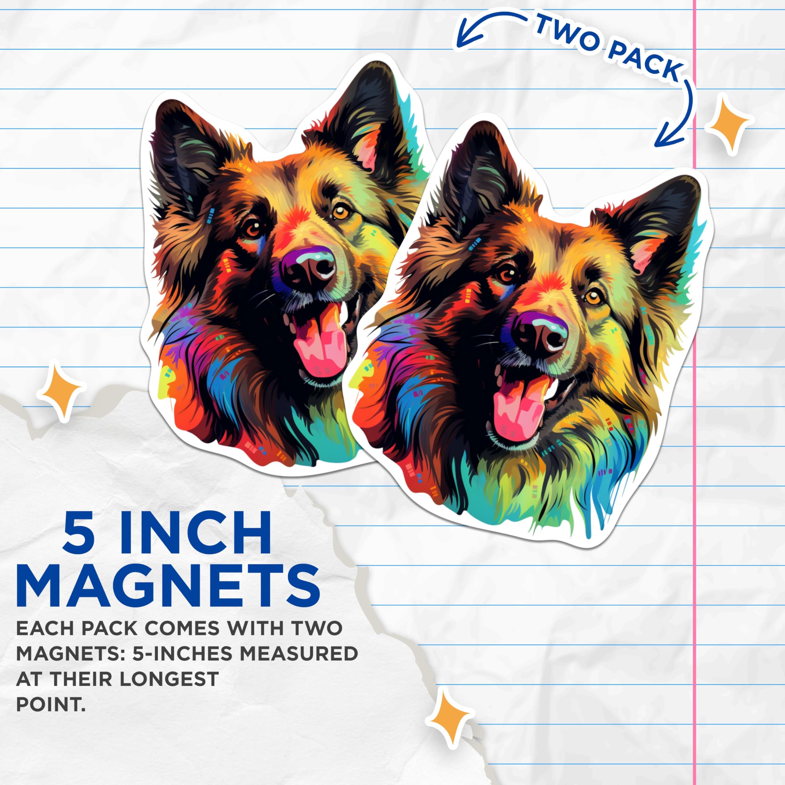 (2 Pack) Belgian Tervuren Dog Breed Magnets - 5 Inches On Longest Side - Choose from Over 100 Dog Breeds - for Cars, Refrigerators, Toolboxes - Made in USA - MAG1774