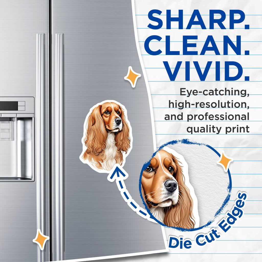 (2 Pack) Cocker Spaniel Magnets - Watercolor Dog Art - Pet Lover Accessories - 5 Inches On Longest Side - Thick Durable Magnet - Made in USA - MAG39653