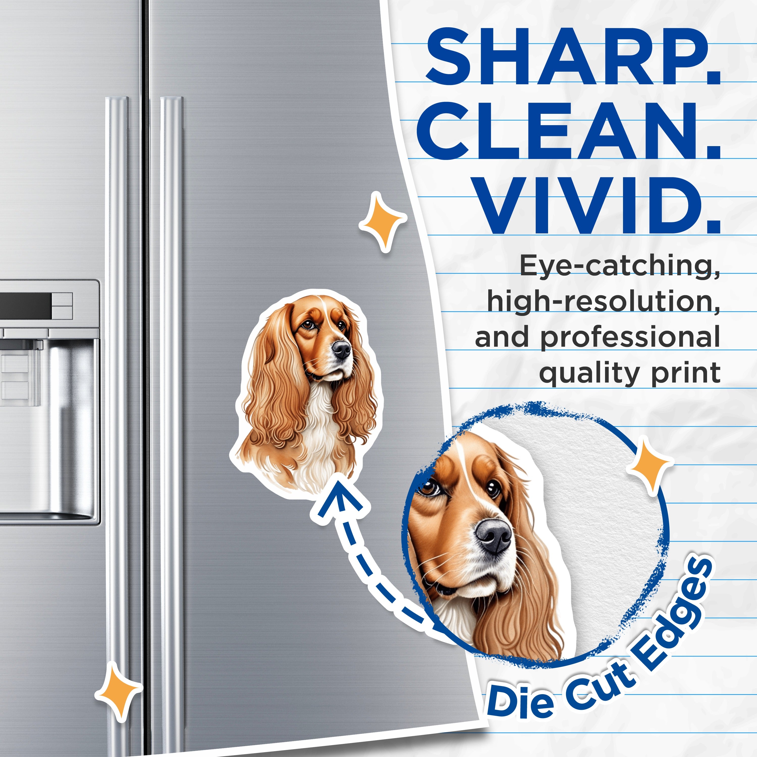 (2 Pack) Cocker Spaniel Magnets - Watercolor Dog Art - Pet Lover Accessories - 5 Inches On Longest Side - Thick Durable Magnet - Made in USA - MAG39653