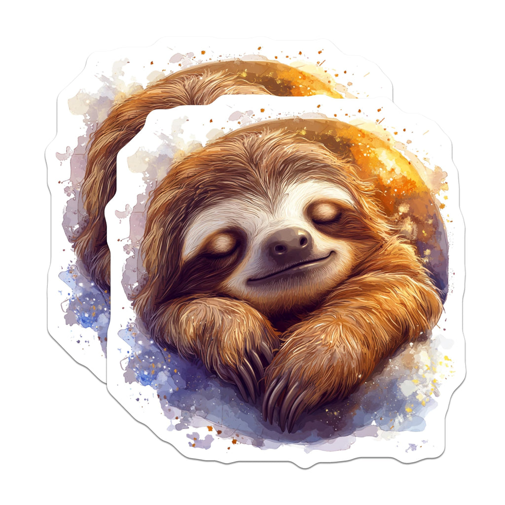 (2 Pack) Sleeping Sloth Magnets - Cute Sloth Art - Animal Lover Decor - Refrigerator Locker Display - 5 Inches On Longest Side - Thick Durable Magnet - Made in USA - MAG23475
