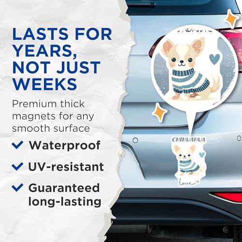 (2 Pack) Chihuahua Love Magnets - Cute Dog - Pet Decor - Fridge Sticker - Animal Lover Gift - 5" On Longest Side - for Cars, Fridges, Toolboxes - Made in USA - MAG7296