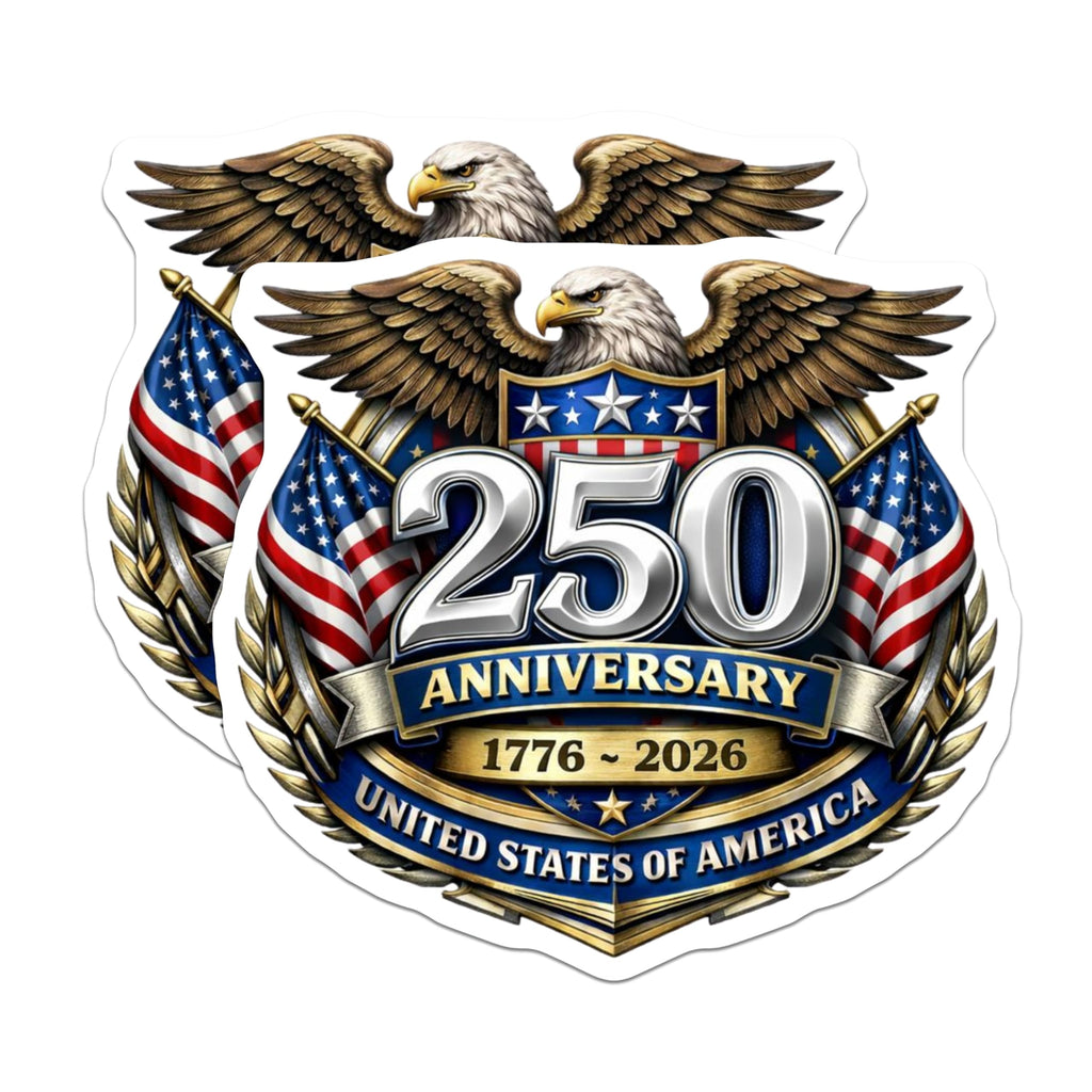 (2 Pack) USA 250th Anniversary Magnets - Patriotic Eagle Emblem - American Freedom Keepsake - 5 Inches On Longest Side - Thick Durable Magnet - Made in USA - MAG257