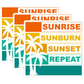 (3 Pack) Sunrise Sunburn Repeat Decals - Vacation Laptop - Tropical Decals - 3 Inches On Longest Side - Easy Peel & Apply - Made in USA - 3MCS4102