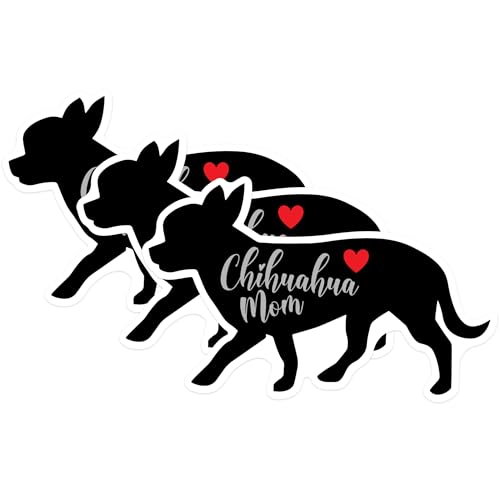 (3 Pack) Chihuahua Mom Decals - Dog Lover Decal - Laptop Decal - 3 Inches On Longest Side - Easy Peel & Apply - Made in USA - 3MCS1325