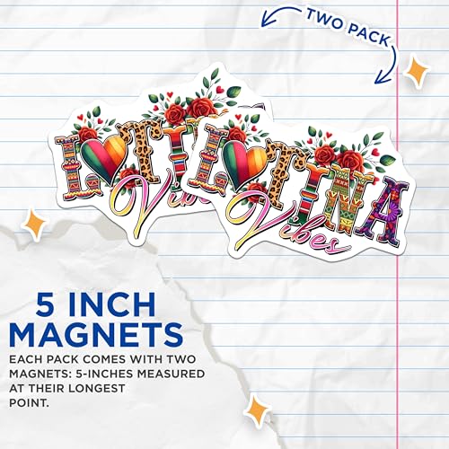 (2 Pack) Latina Vibes Magnets - 5" On Longest Side - for Cars, Fridges, Toolboxes - Made in USA - MAG8222