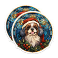 (2 Pack) Cavalier King Charles Spaniel Christmas Magnets - Holiday Dog Decor - Stained Glass Pet Art - 5 Inches On Longest Side - Thick Durable Magnet - Made in USA - MAG28032