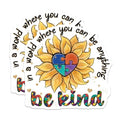 (2 Pack) Be Kind Stickers - Positivity Stickers - Inspirational Quote Stickers - 5" On Longest Side - Sticks to Smooth Flat Surfaces - Made in USA - BMCS4158