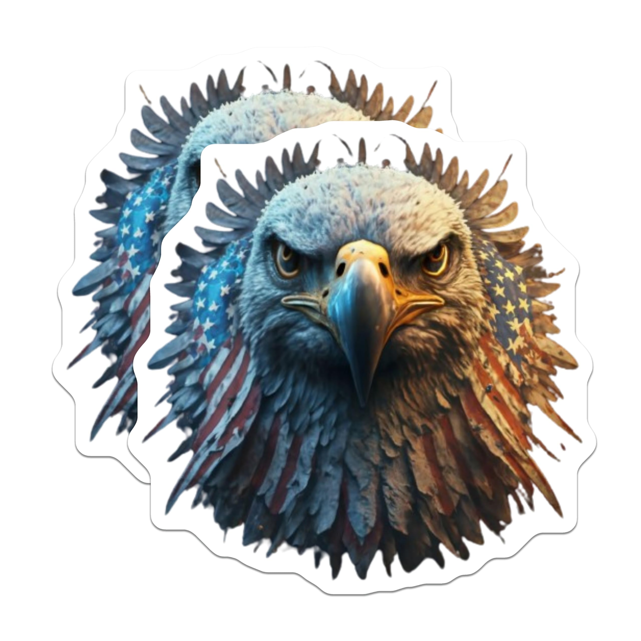 (2 Pack) American Bald Eagle Magnets - Patriotic USA Flag Art - Freedom Symbol Fridge Decal - Military Veteran Pride - 5 Inches On Longest Side - Thick Durable Magnet - Made in USA - MAG22891